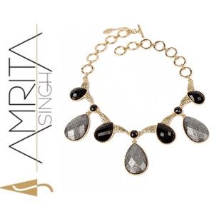 Amrita Singh Black & gunmetal statement necklace